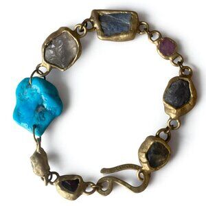 Emilie Shapiro Artisan Brass Semiprecious Gemstone boho Biome Bracelet